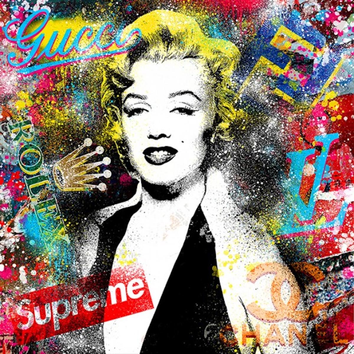 Agent X has created a bright and brilliant mash-up of iconic Pop Art aesthetics and digital collage techniques. Agent X intercuts Pop art imagery with panels of poppy pattern, colour, and with multicoloured paint splats and drips. He creates a