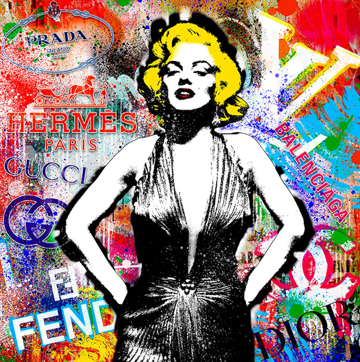 Agent X Portrait Painting - Marilyn as Vicky Debevoise, Famous Celebrity Artwork, Hollywood Art, Urban Art