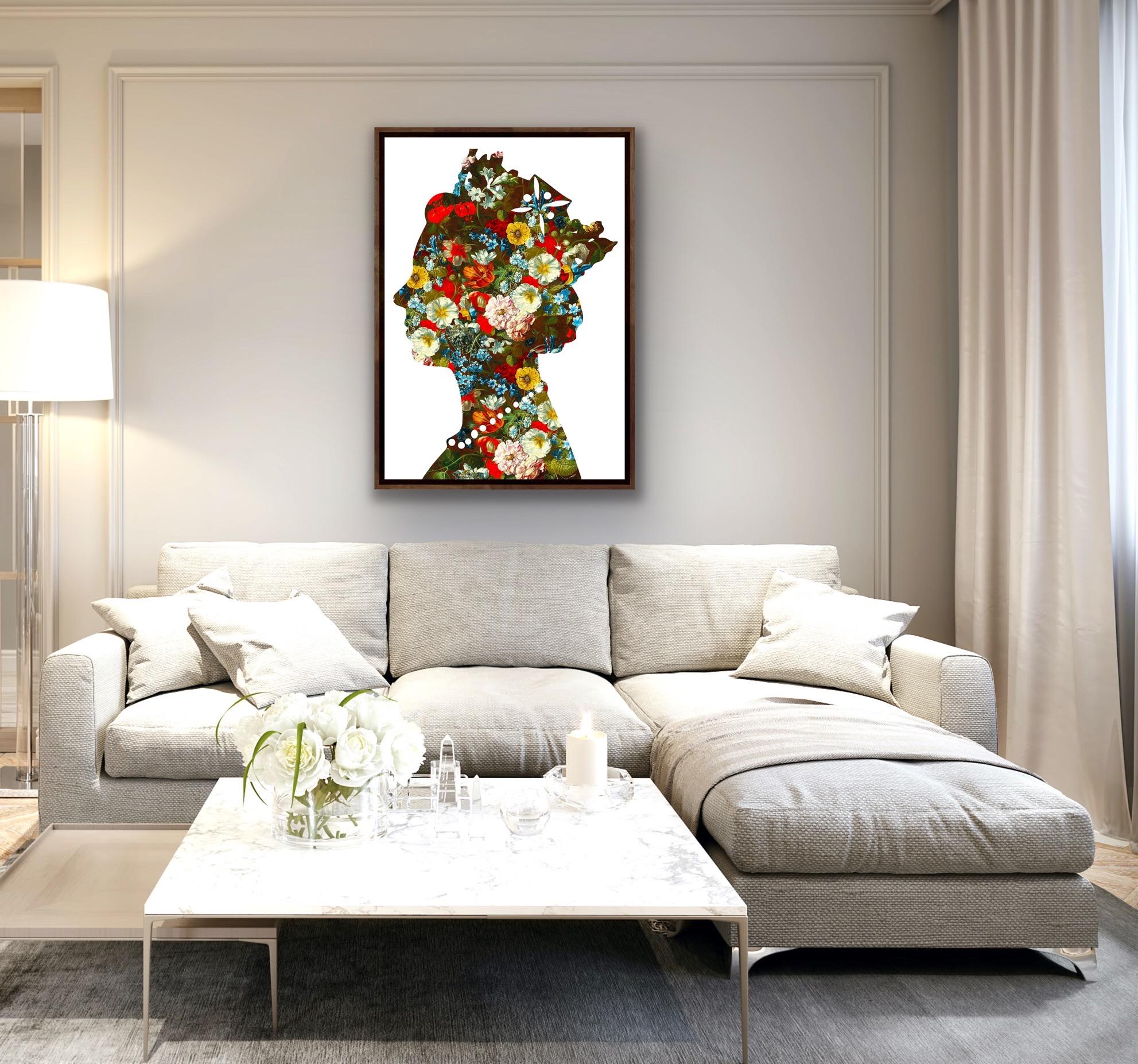 One Queen (02), Original Queen Art, Celebrity Art, Floral Digital Painting - Brown Still-Life Painting by Agent X