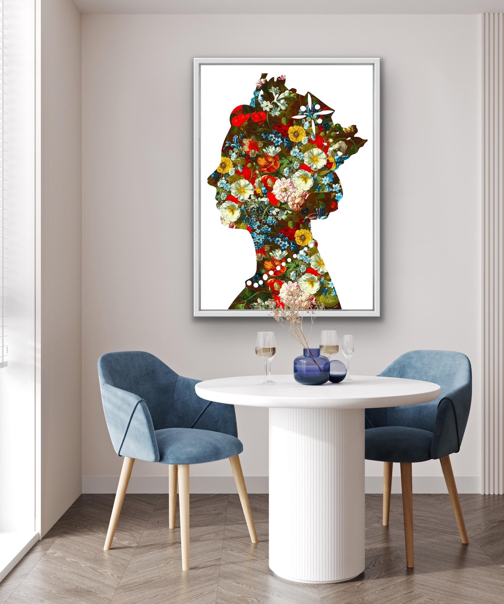 Eine Königin (02), Original Queen Art, Celebrity Art, Digitales Gemälde mit Blumenmuster im Angebot 2