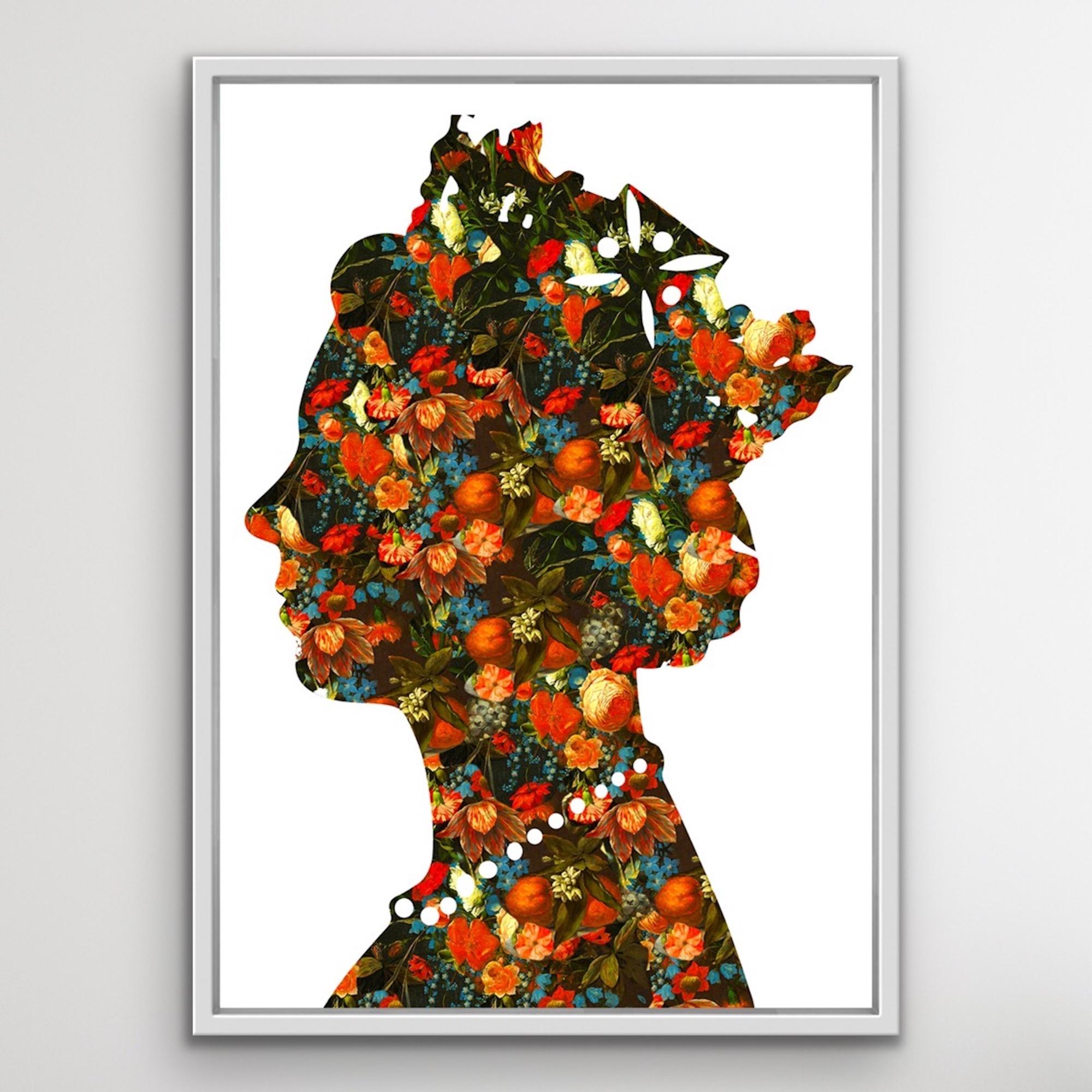 Una Reina (07), Obra de Arte Floral, Retrato de Famosa, Arte Digital Original - Painting Barroco de Agent X