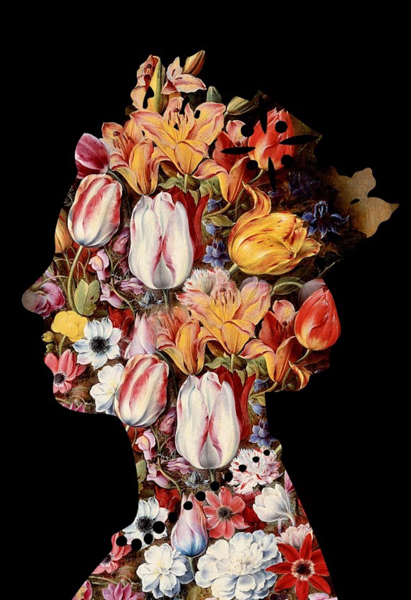 Une reine (2), Art floral contemporain, Reine Elizabeth II, impressions numériques