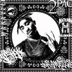 2 Pac (Schwarz-Weiß) (50 Jahre, Hip Hop, Rap, Ikonisch, Künstler, Musiker, Rapper)