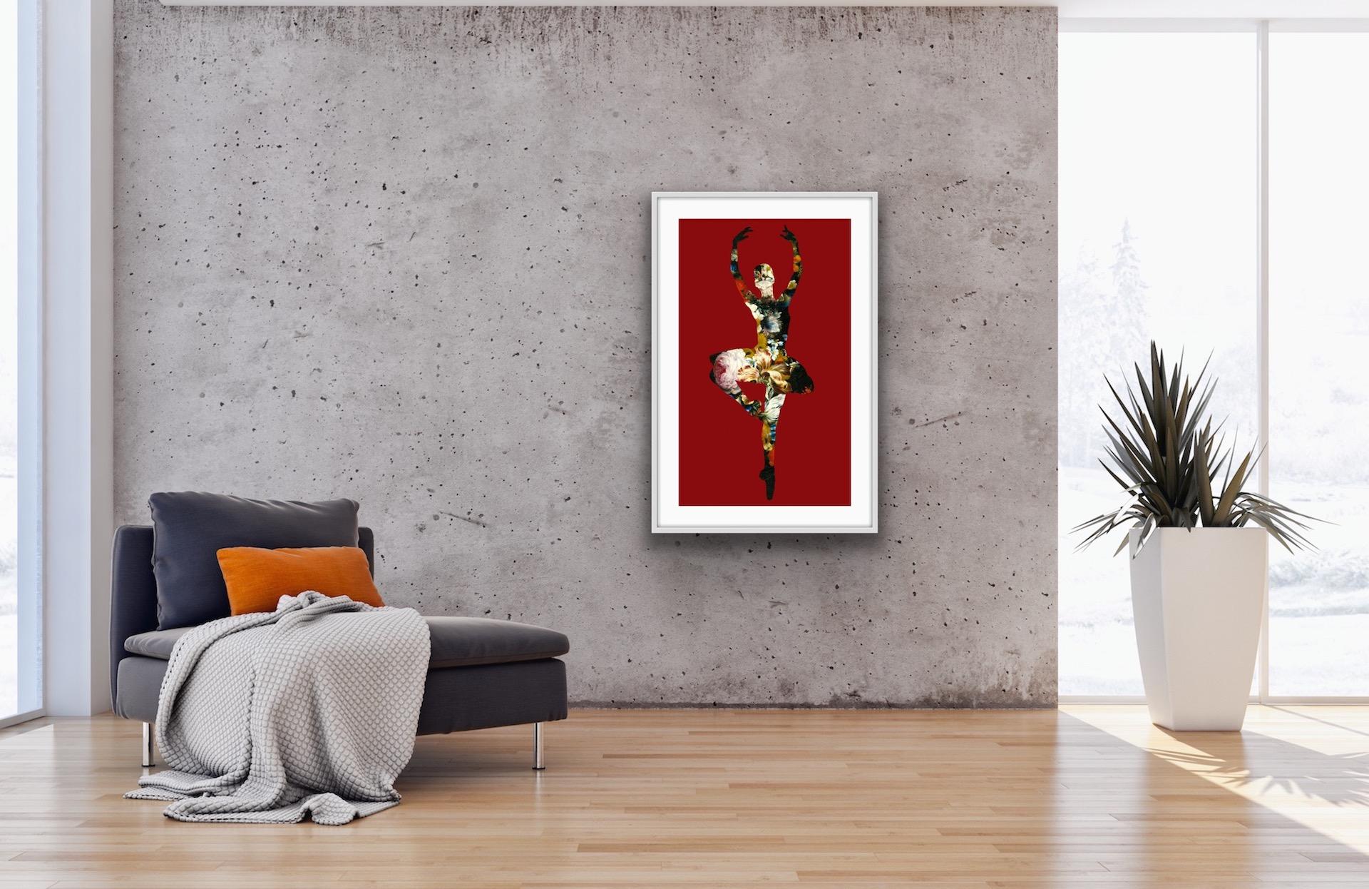 Agent X, En Dedans Pirouette Avec Des Fleurs (Red), Contemporary Art, Ballet Art For Sale 2
