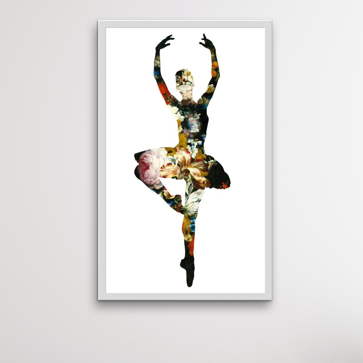 Agent X, EN DEDANS PIROUETTE AVEC DES FLEURS (WHITE), Floral Art, Ballet Art For Sale 6