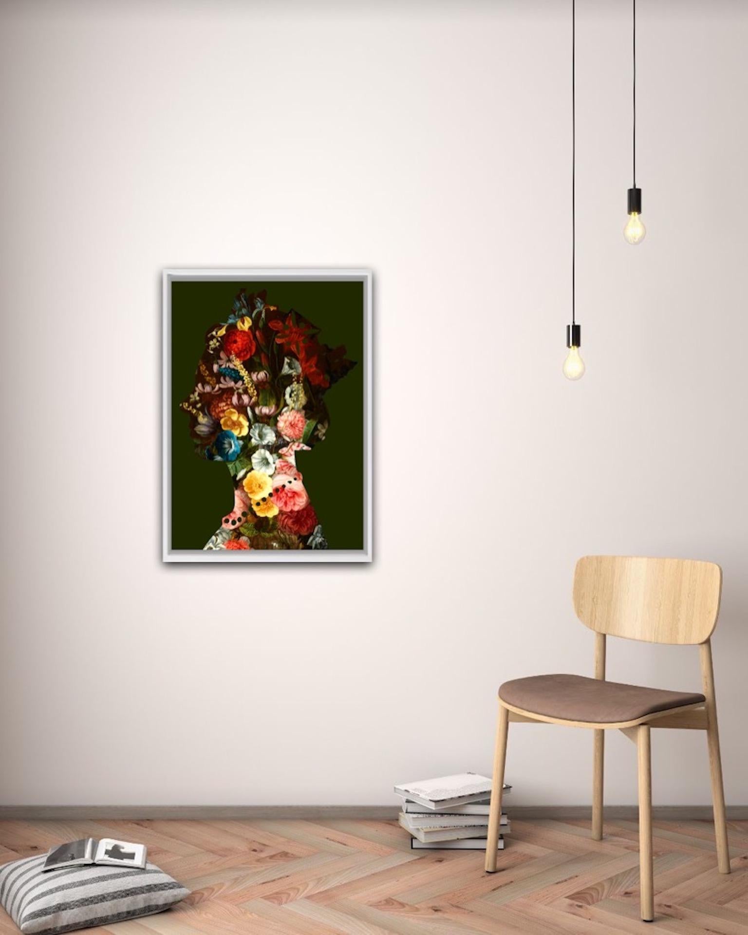 Agent X, Una reina (1) Verde, Arte contemporáneo, Arte asequible, Arte floral en venta 3