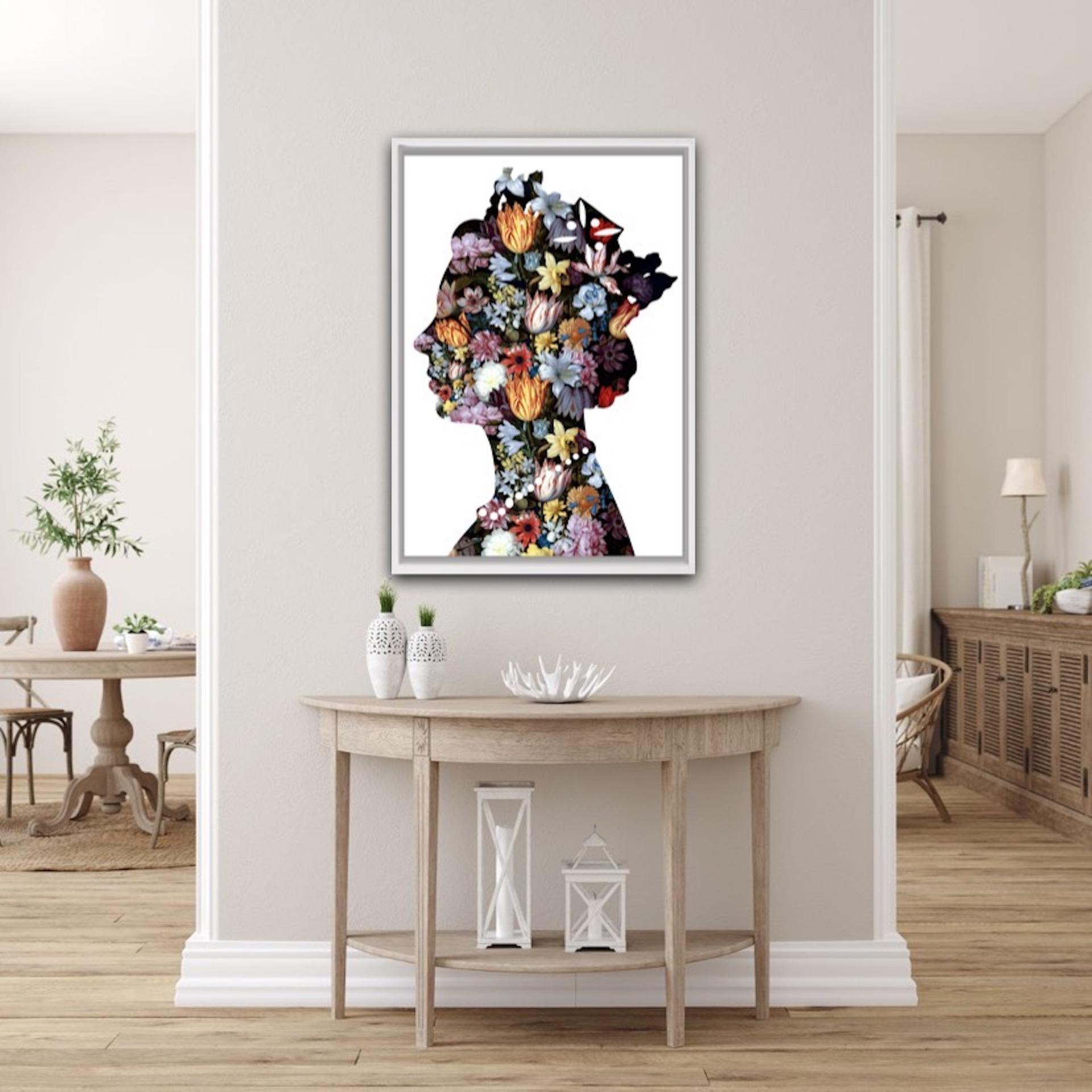 agent X, One Queen (6)White, Floral Art, Art of the Queen, Art contemporain - Contemporain Print par Agent X