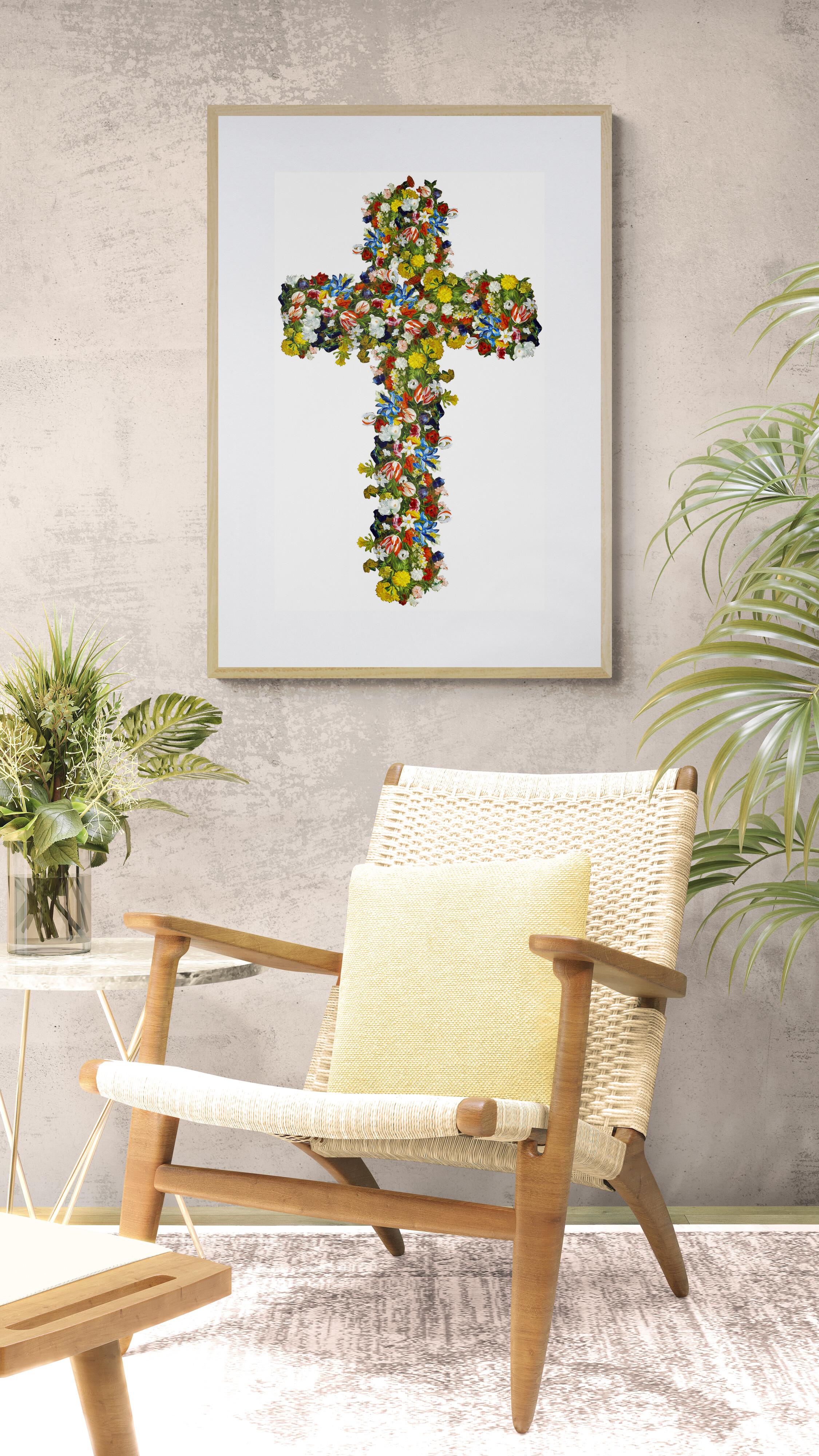 Crux Immissa 1 (Cruz, Flores, Vibrante) - Print de Agent X