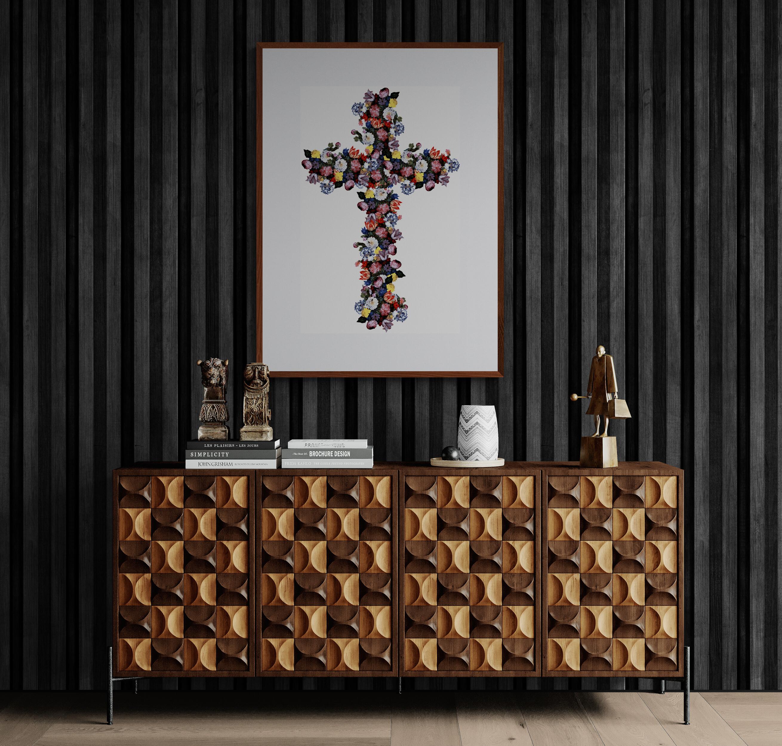 Crux Immissa 2 (Cross, Flowers, Vibrant, ~34% OFF - LIMITED TIME) - Street Art Print by Agent X