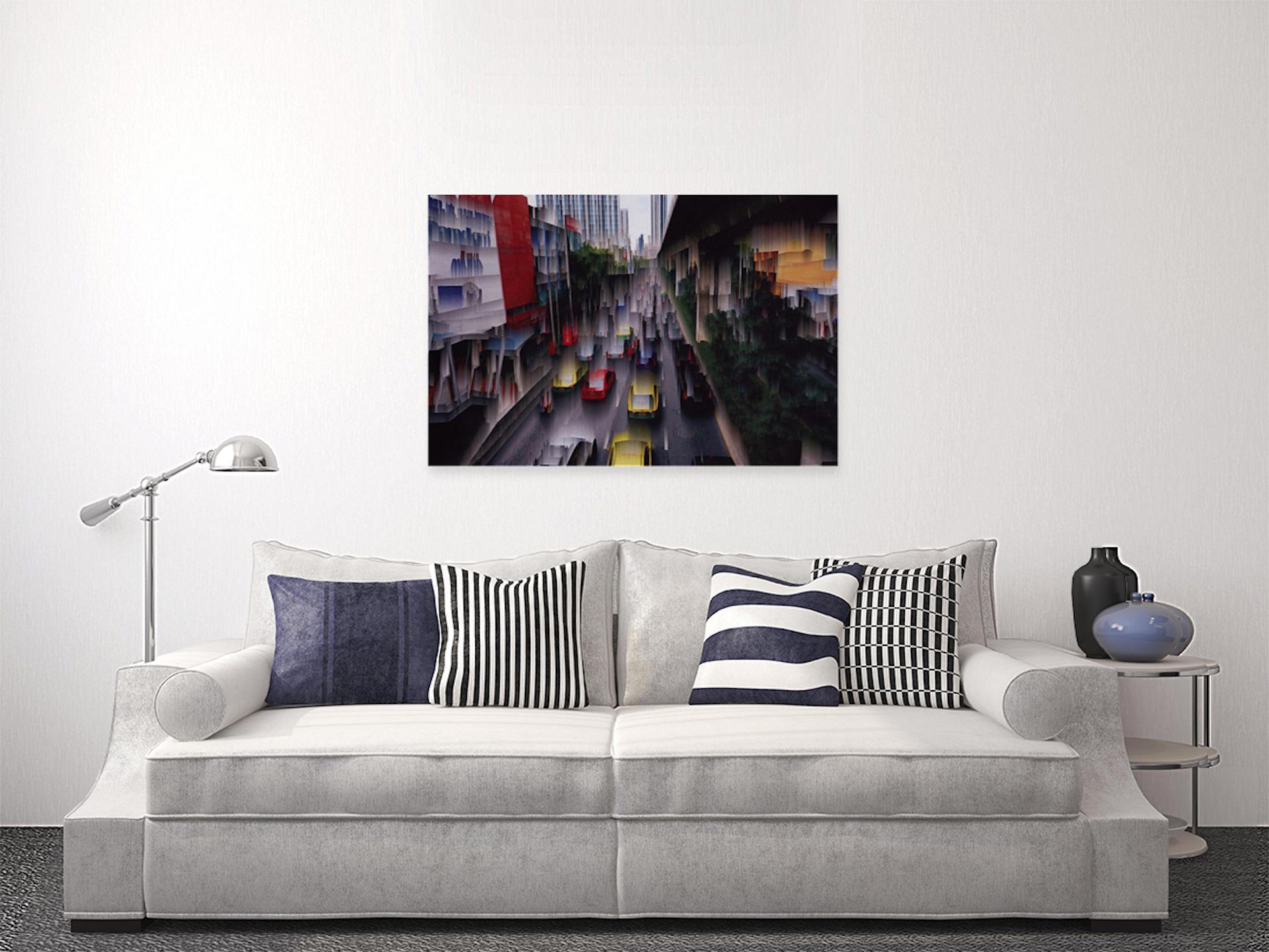 Downtown Bridge BY AGENT X, Limited Edition Art, Contemporary Abstract Cityscape For Sale 6