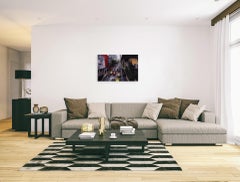 Downtown Bridge BY AGENT X, Limited Edition Art, Contemporary Abstract Cityscape (en anglais)