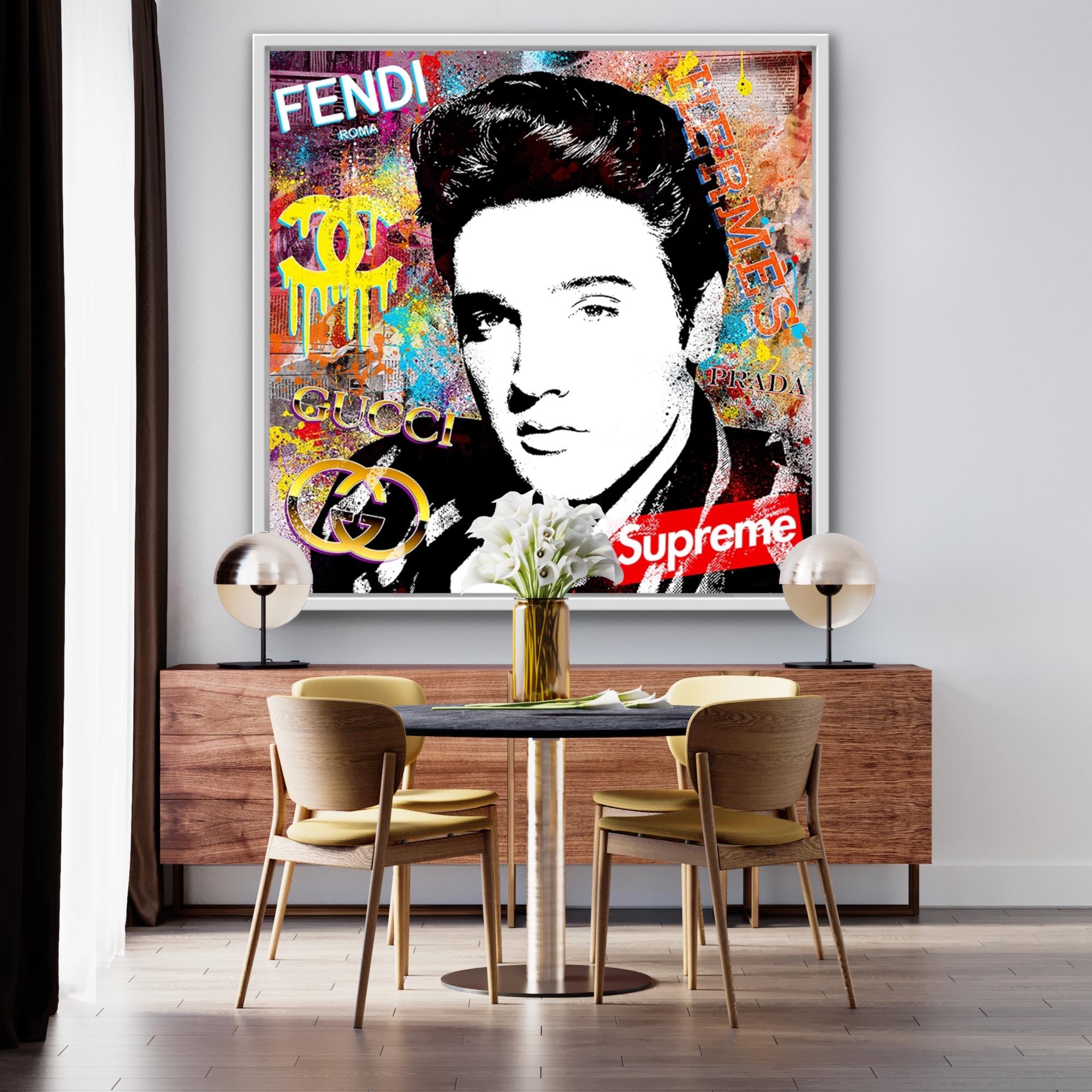 (Elvis) Suspicious Conversation, Portrait Art, Celebrity Pop Art, Urban Art For Sale 2