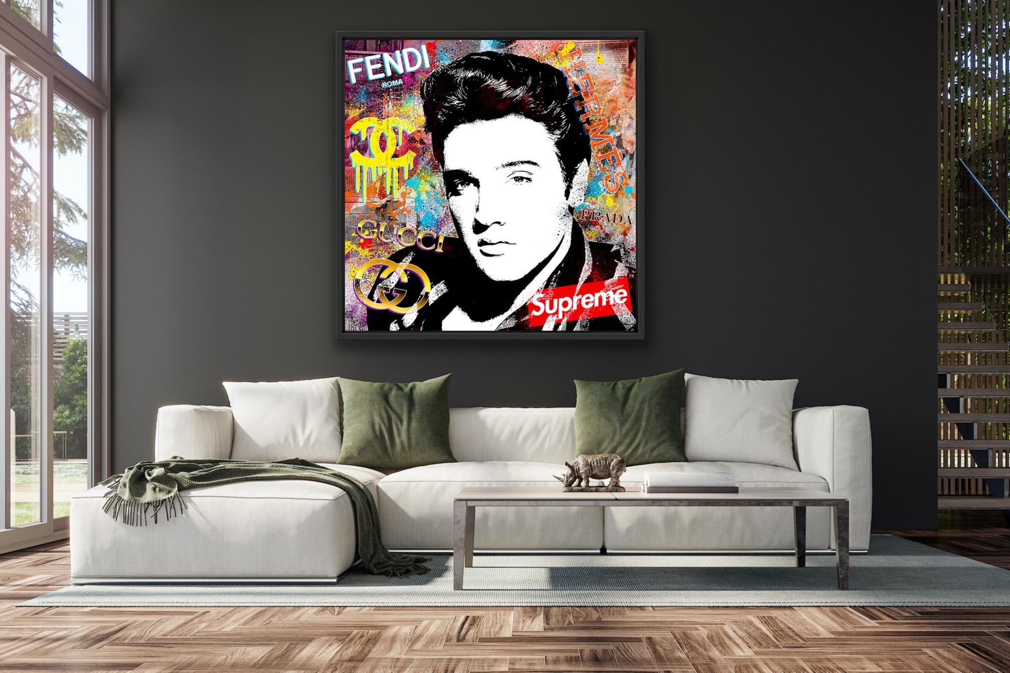(Elvis) Suspicious Conversation, Portrait Art, Celebrity Pop Art, Urban Art For Sale 3