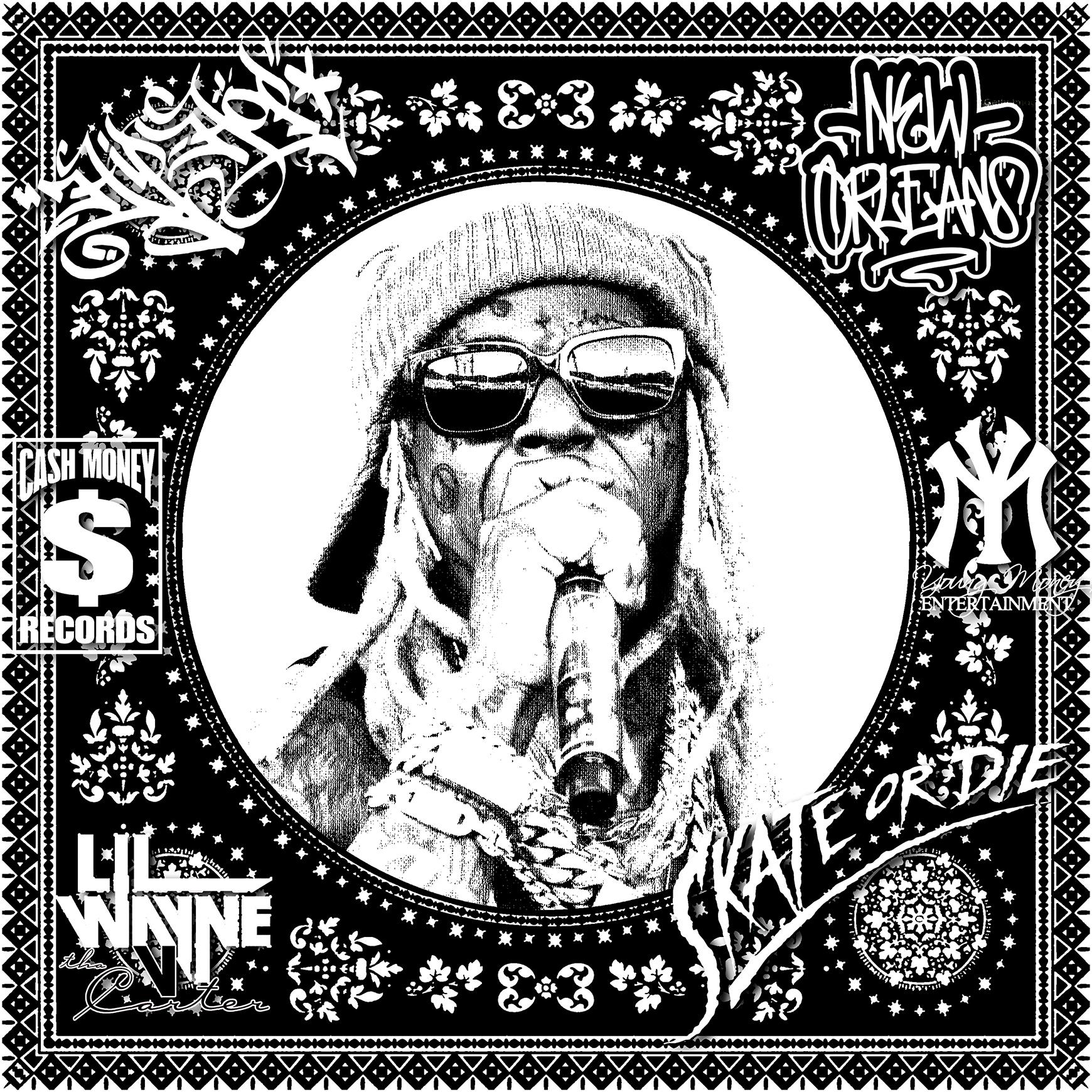 Agent X Figurative Print - Lil Wayne (Black & White) (50 Years, Hip Hop, Rap, Iconic, Artist, Musician)