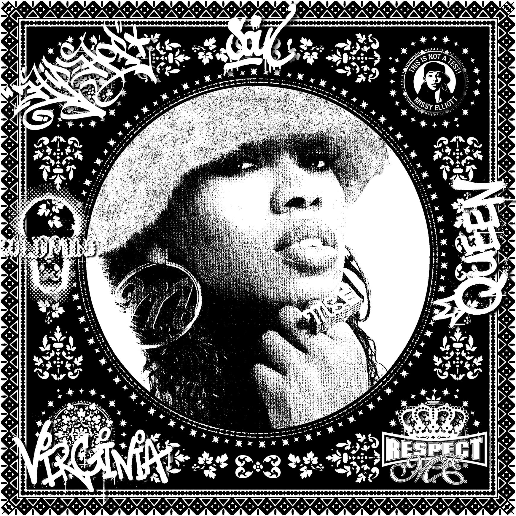 Missy Elliott (Black & White) (50 Years, Hip Hop, Rap, Iconic, Artist, Musician) - Print by Agent X