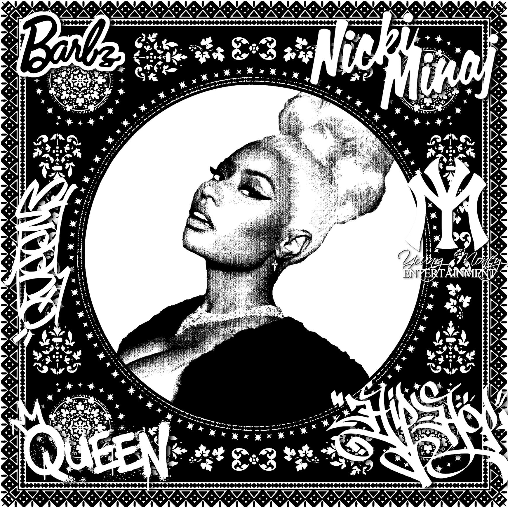 Nicki Minaj (Black & White) (50 Years, Hip Hop, Rap, Iconic, Artist, Musician) - Print by Agent X