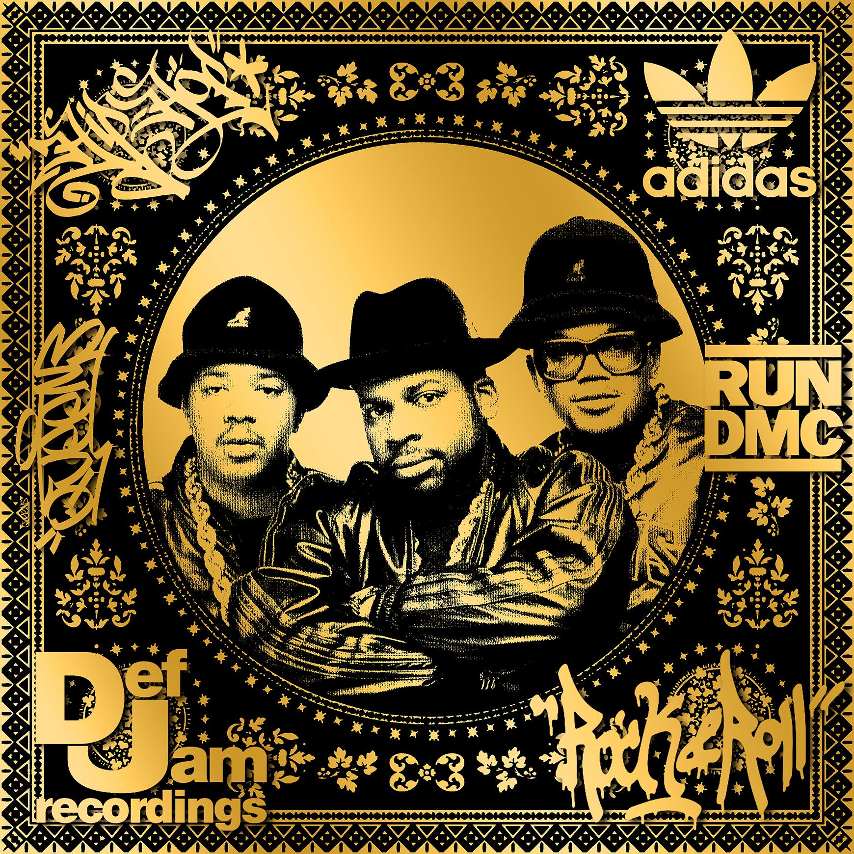 Figurative Print Agent X - RUN DMC (Gold) (50 ans, Hip Hop, Rap, Iconic, Artiste, Musician, Rapper)