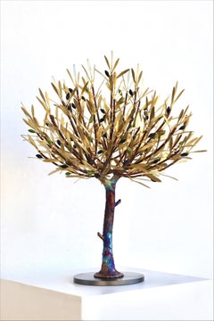 Tree of Life, Bronze Sculpture, Lifelike Olive Tree, 50x40 cm, New