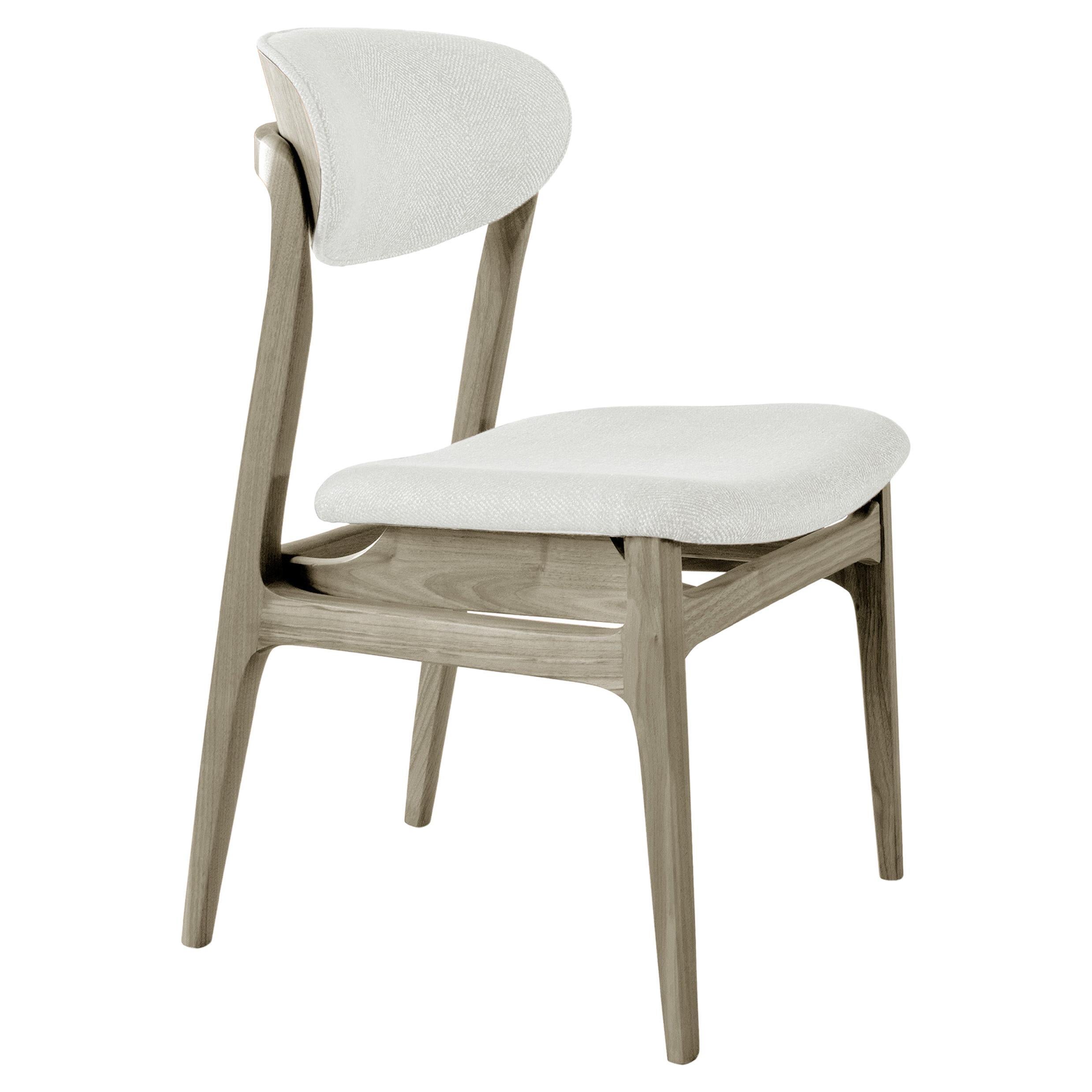 Agio Solid Wood Chair, Walnut in Hand-Made Natural Grey Finish, Contemporary
