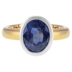 2.23 Carat Vivid Blue Sapphire 18k Italian Finish Ring