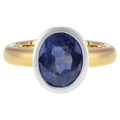 AGK Japan Lab Certified 2.23 Carat Vivid Blue Sapphire 18k Italian Finish Ring