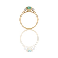 Tourmaline ovale AGL 1,69 carat avec diamants demi-lune de 0,27 carat en 18 carats YG