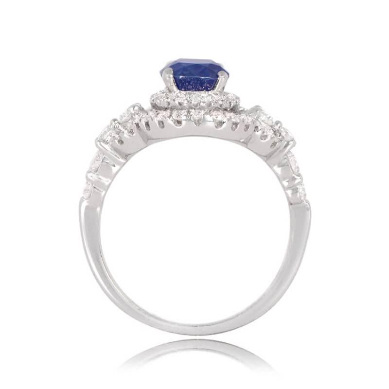 AGL 1.81ct Cushion Cut Kashmir Sapphire Cocktail Ring, 18k White Gold In Excellent Condition For Sale In New York, NY