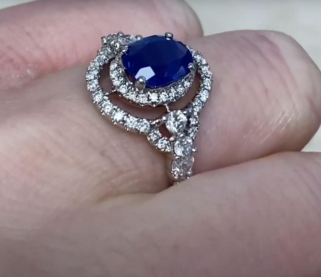 Intense Blue Sapphire Ring AGL 1.81ct Kashmir Sapphire Ring, 18k White Gold 2