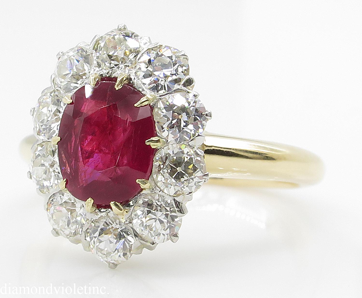 A super RARE find from our Estate Color Stone Collection! IMPORTANT Authentic Antique Victorian Piece! The Ruby is beyond words!! A NATURAL, NOT HEATED, Red Transparent Color! AGL Certified 1.21ct Cushion Shape, Very Brilliant. BURMESE Origin!!