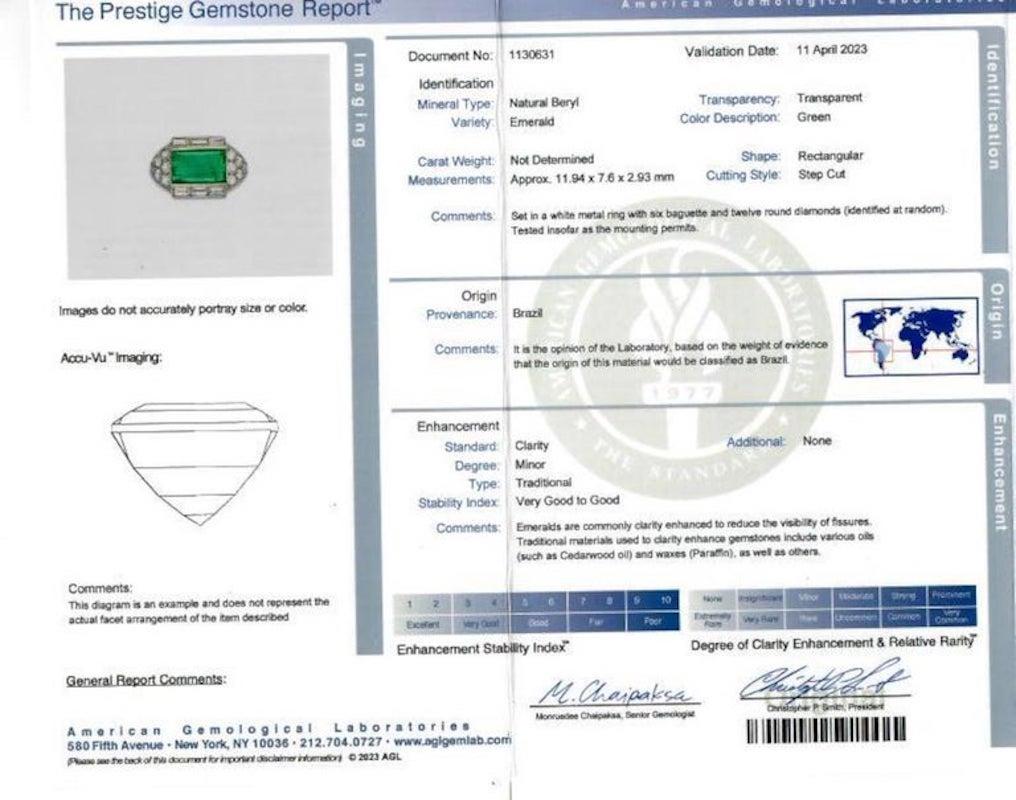 AGL 2.68 Carat Brazilian Emerald and Diamond 20k Yellow Gold Ring For Sale 2