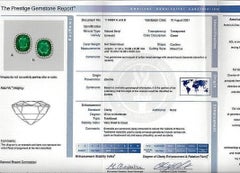 AGL 29.15 cts Cushion Emerald Halo Diamond Earrings 18k Yellow Gold