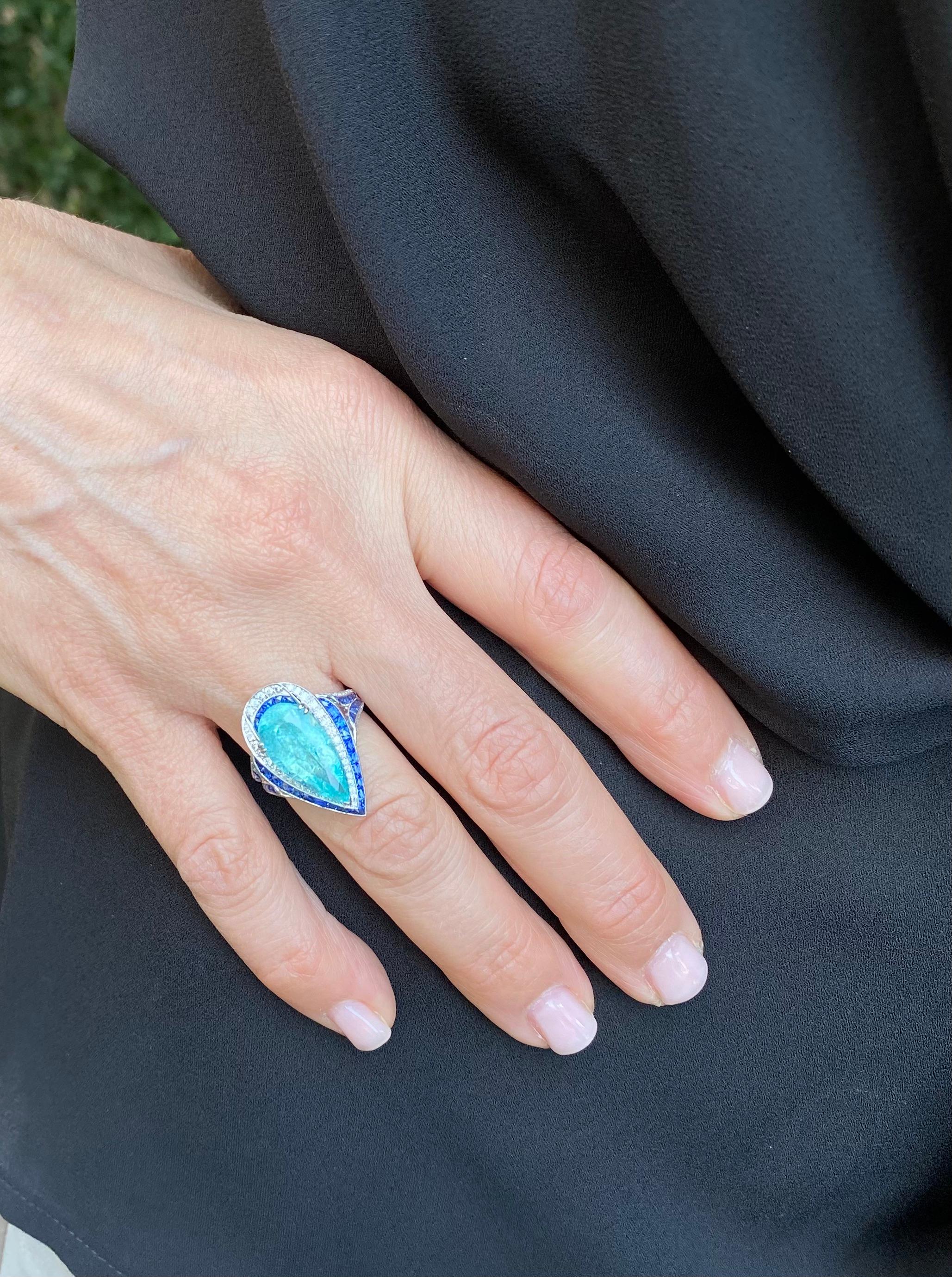 blue green tourmaline ring
