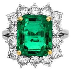 AGL 5.77 Ct Colombian Emerald 2.25cts Diamond Platinum 18K Ring
