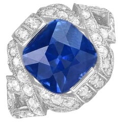 Cushion Cut Cashmere Sapphire Cocktail Ring (AGL Approx. 5.90-Carats), Platinum