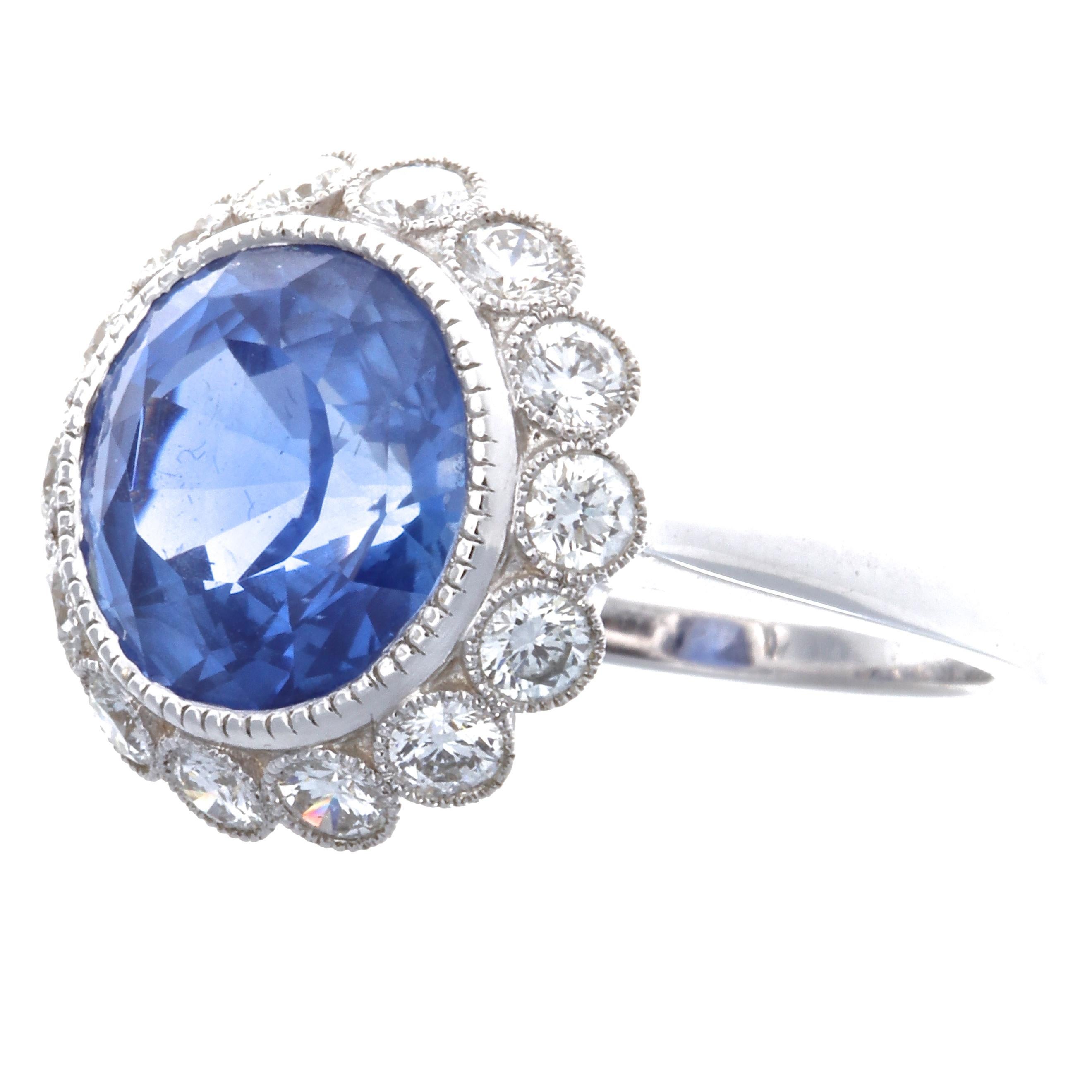 Burma sapphires are known for their striking, vibrant blue color. They are also extremely rare and highly desirable among estate jewelry collectors. This uncommon round cut Burma Sapphire is the perfect accessory to add some color to your look and