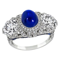 AGL and GIA 2.91ct Kashmir No Heat Sapphire GIA 1.46ct and 1.45ct Diamond Ring