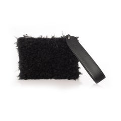 AGL, black clutch made of sheepskin