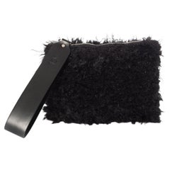 AGL, black clutch made of sheepskin