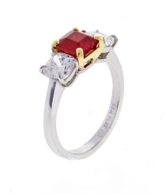 A.G.L. Burma Ruby and Diamond Thee-Stone Ring, by Pampillonia