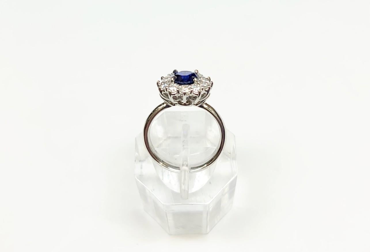 Vivid Royal Blue Sapphire Burma Mogok No Heat Perfectly Clean in  Diamond Ring  For Sale 4