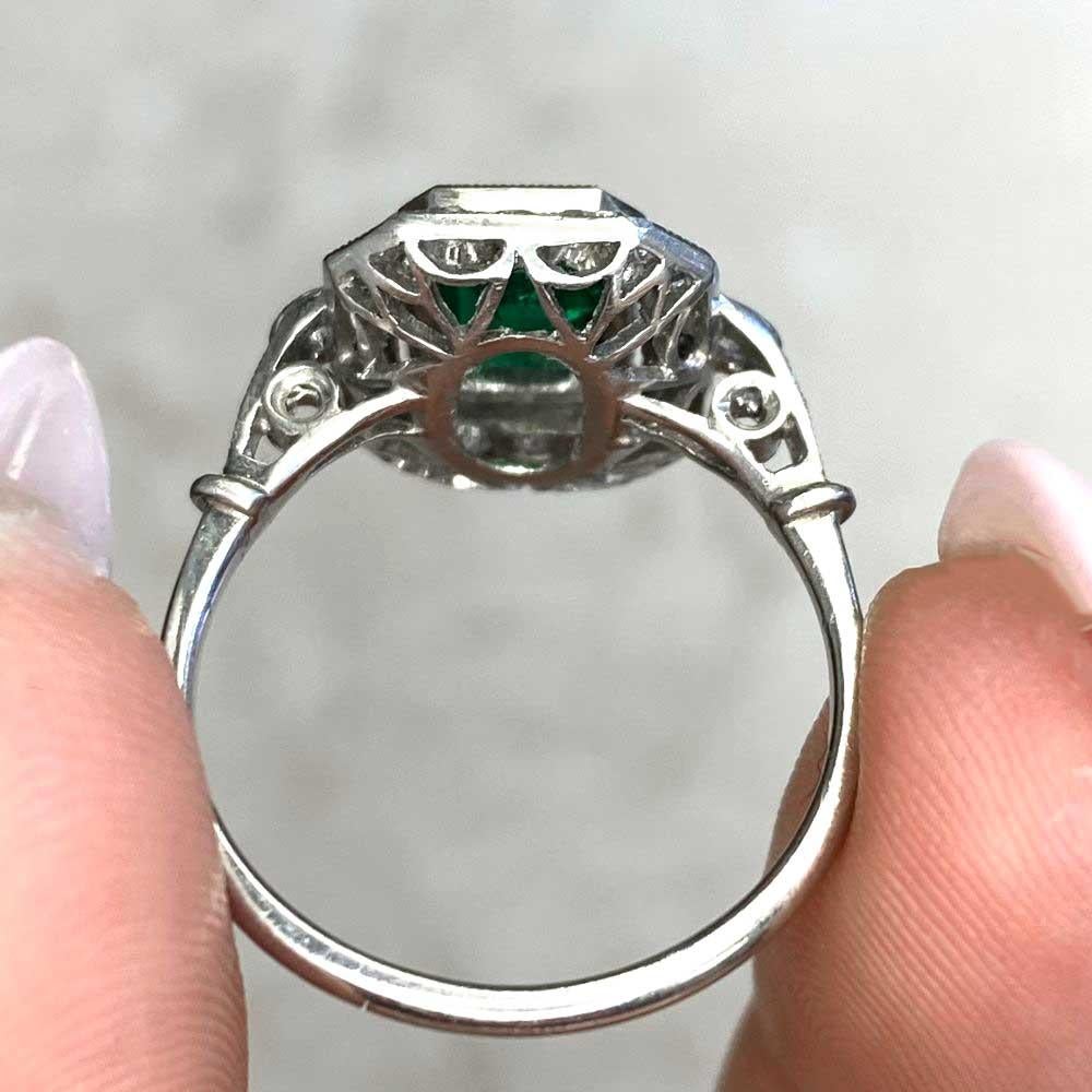 AGL Certification 1.06 Carat Colombian Emerald Ring, Untreated, Diamond Halo For Sale 3