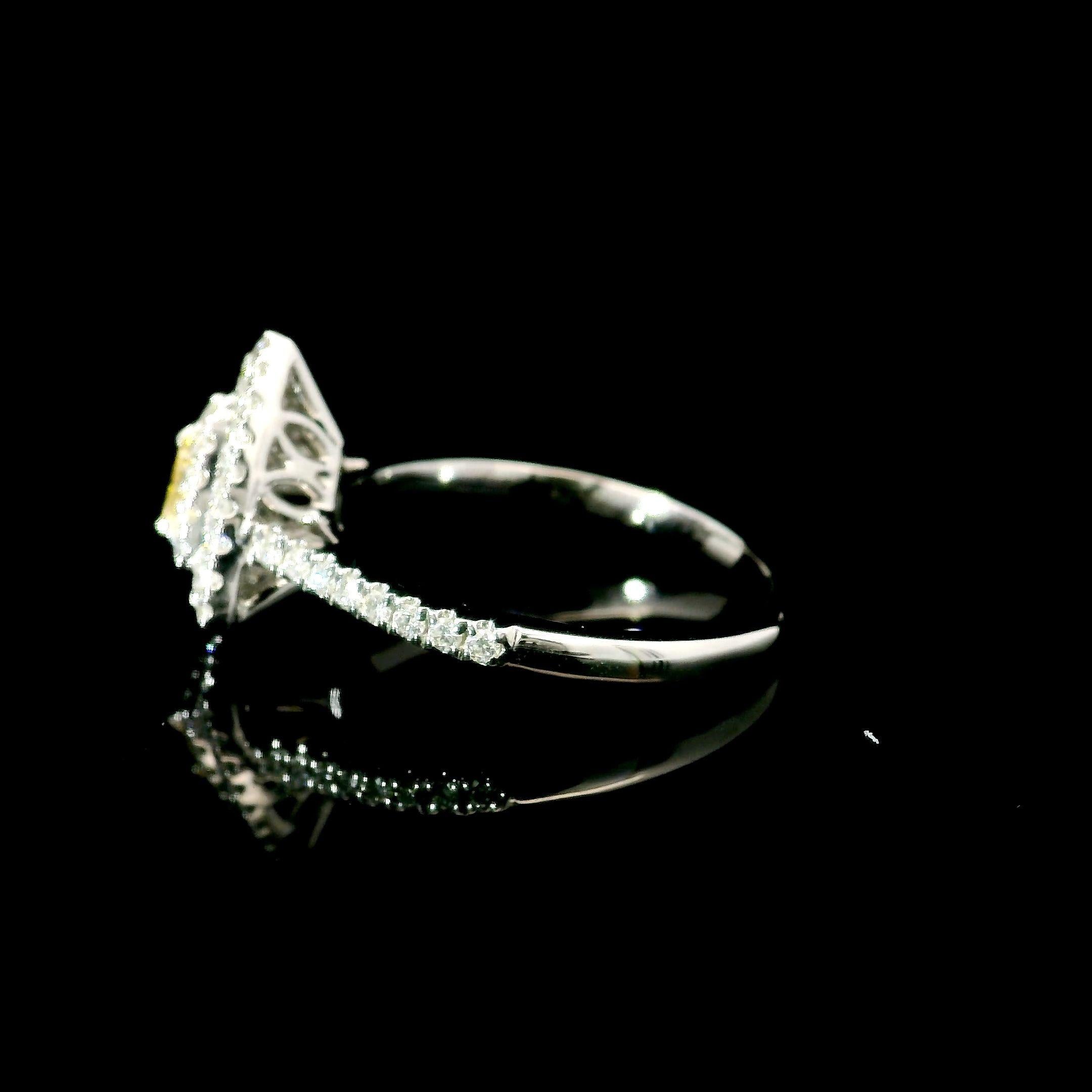 AGL Certified 0.068 Carat Fancy Yellow VS Clarity Diamond Ring For Sale 1