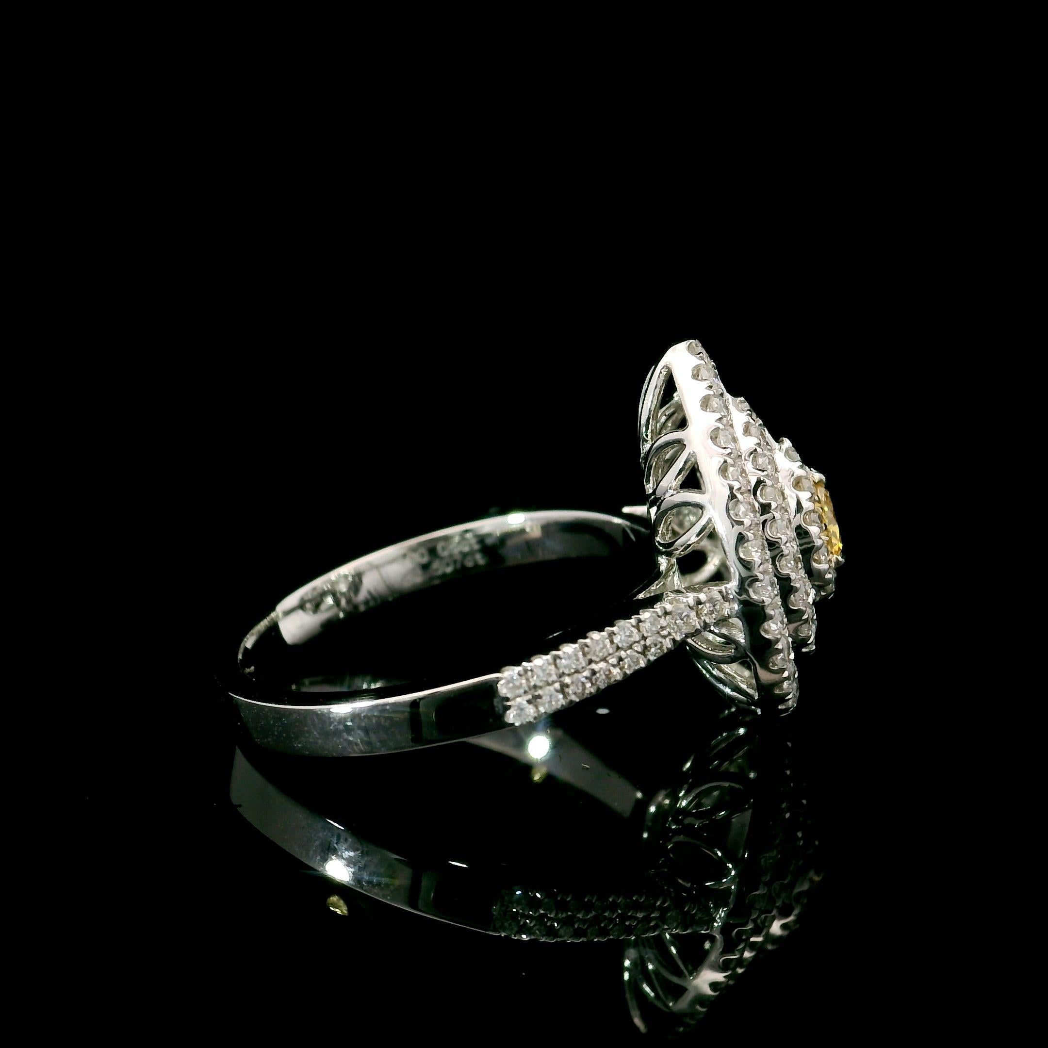 AGL Certified 0.08 Carat Fancy Yellow VS Clarity Diamond Ring In New Condition For Sale In บางรัก, TH