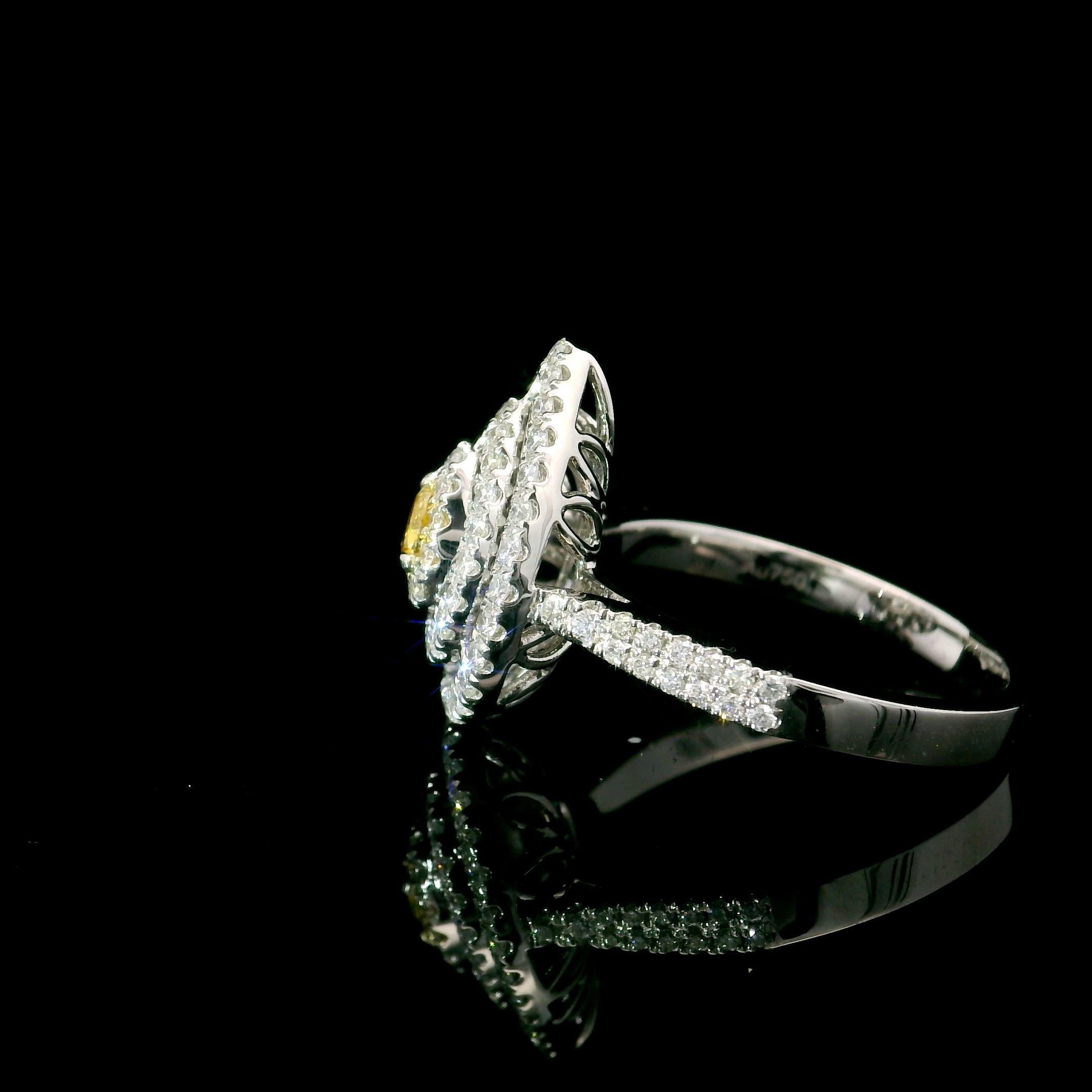 Women's or Men's AGL Certified 0.08 Carat Fancy Yellow VS Clarity Diamond Ring For Sale