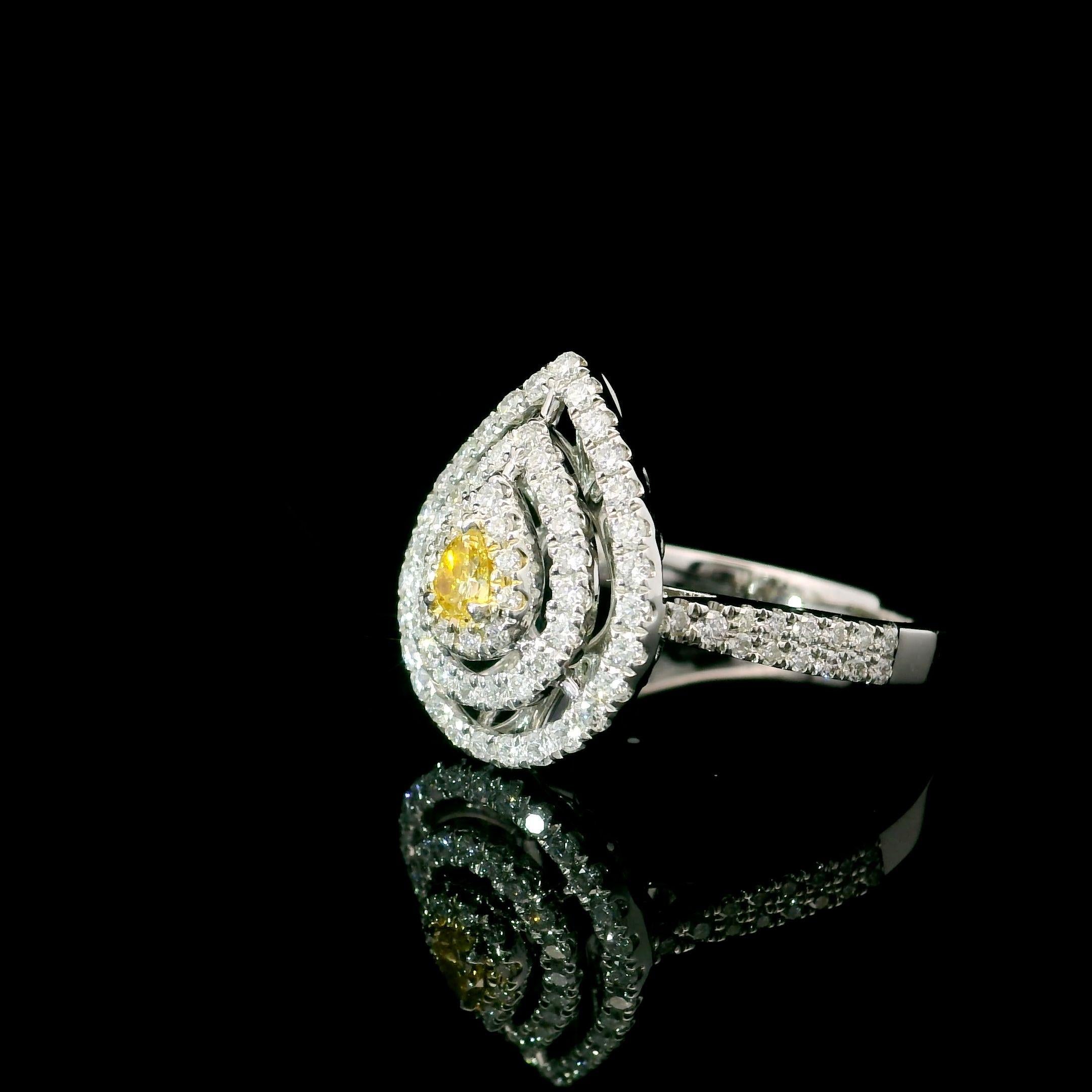 AGL Certified 0.08 Carat Fancy Yellow VS Clarity Diamond Ring For Sale 2