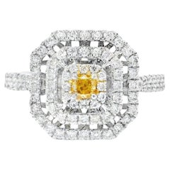 Anello con diamante certificato AGL da 0,091 carati di colore giallo brunastro VS di chiarezza