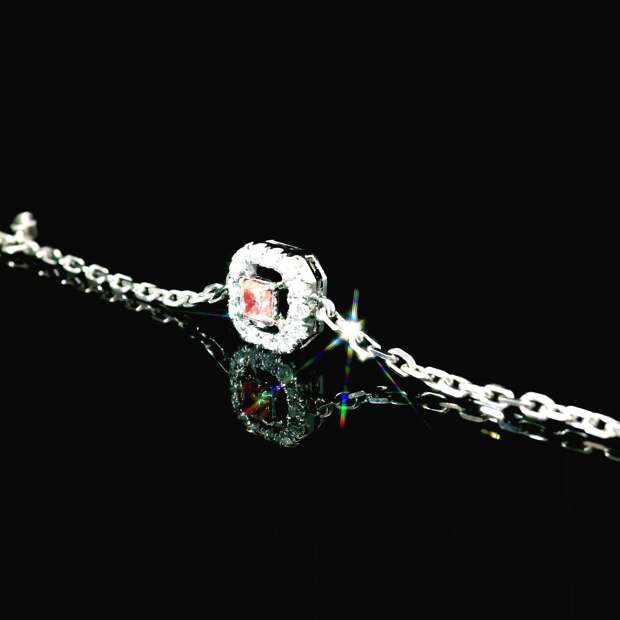 Bracelet en diamant certifié AGL 0.092 carat Fancy Pink SI Clarity Neuf - En vente à บางรัก, TH