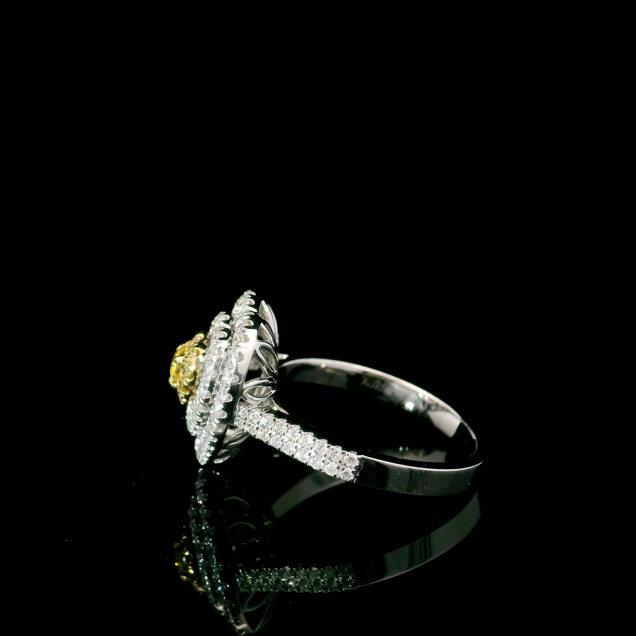 Women's AGL Certified 0.098 Carat Fancy Yellow VS Clarity Diamond Ring For Sale