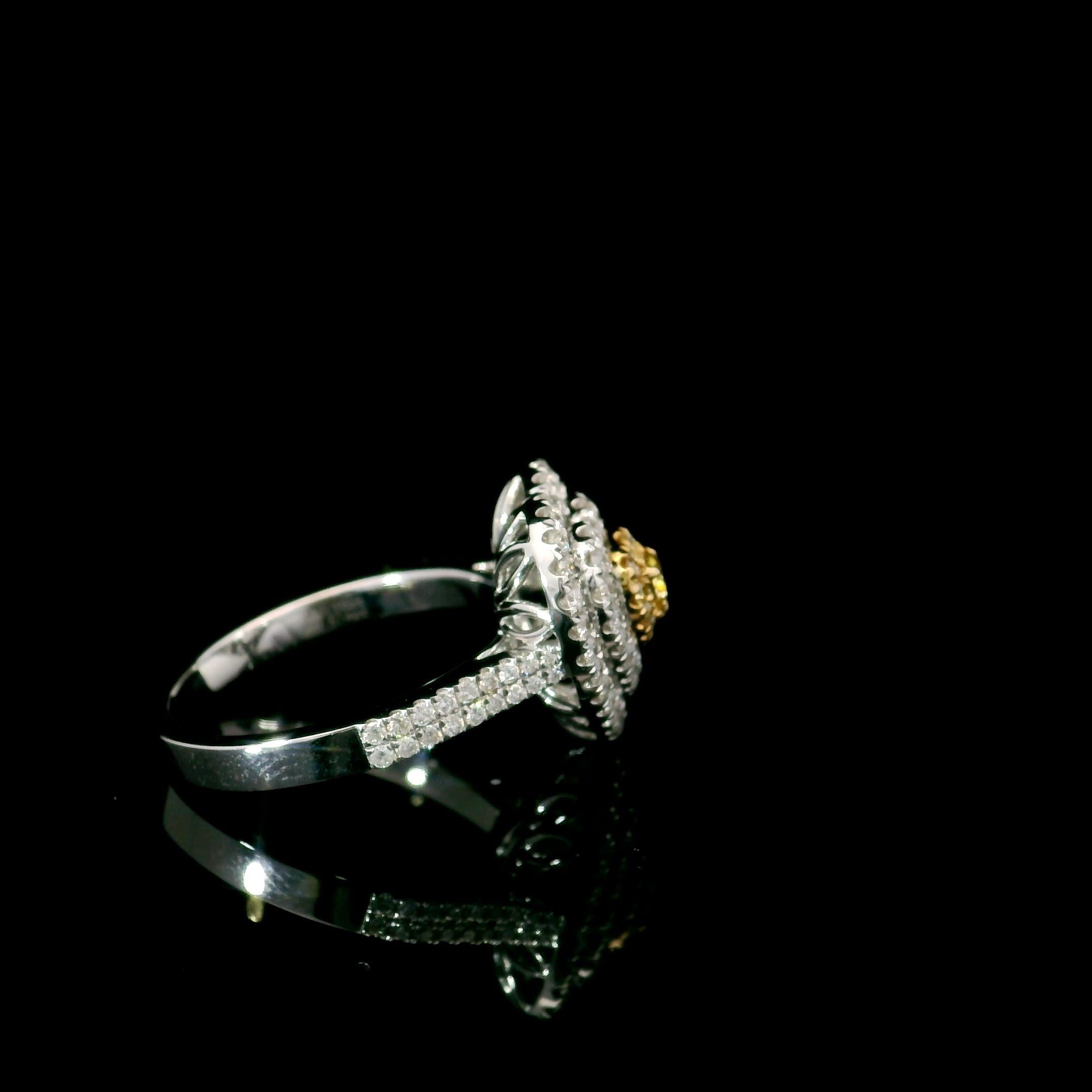 AGL Certified 0.098 Carat Fancy Yellow VS Clarity Diamond Ring For Sale 1