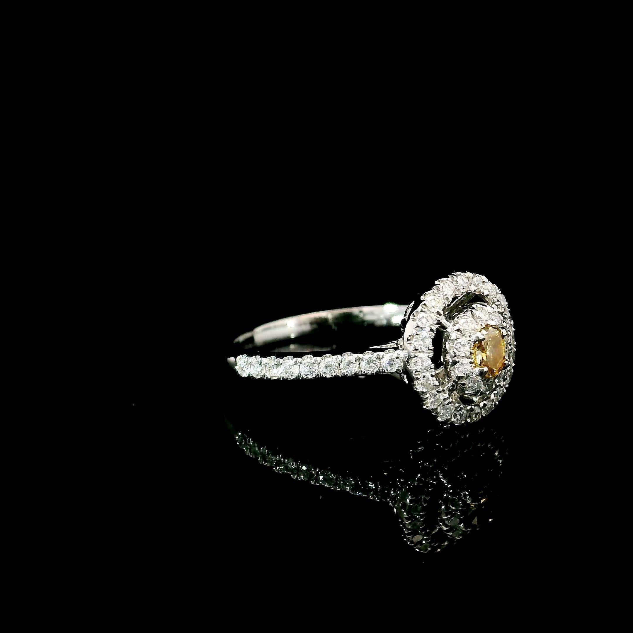 AGL Certified 0.098 Carat Fancy Yellow VS Clarity Diamond Ring For Sale 1